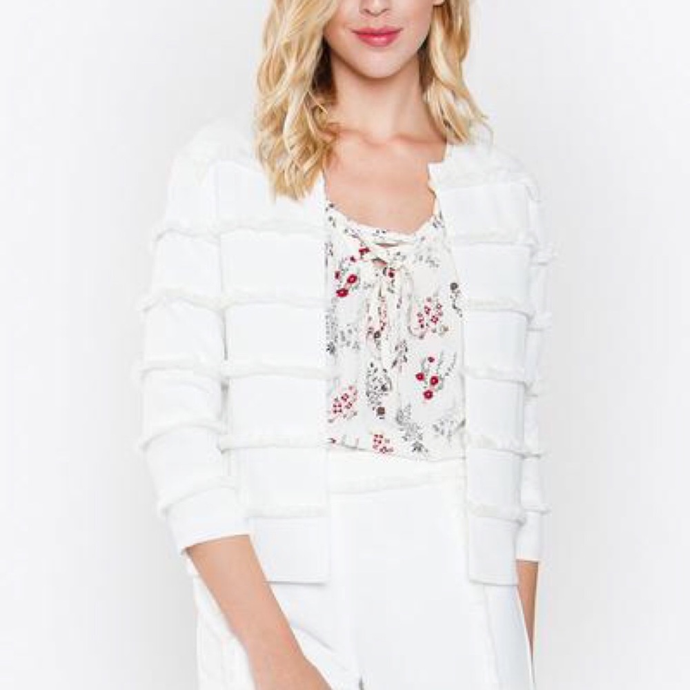 White Fringe Jacket — NWT
